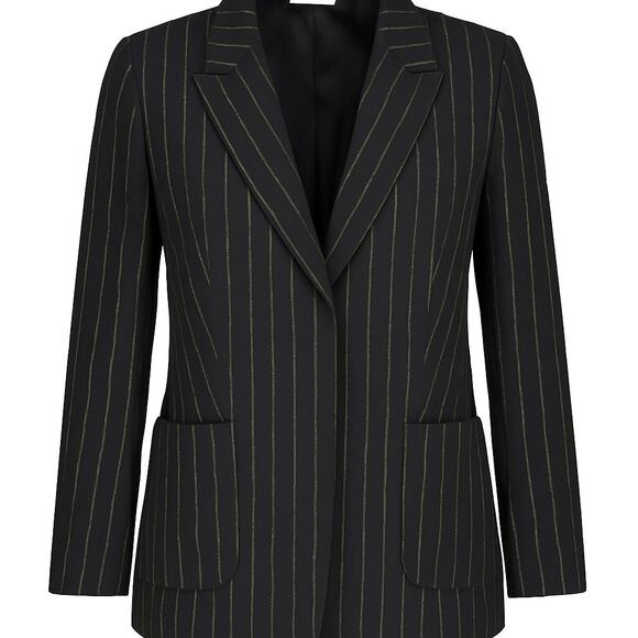 Lorena Antoniazzi Black & Gold Pinstripe Virgin Wool Blazer – Size 40 (US 6-8) - Picture 8 of 8